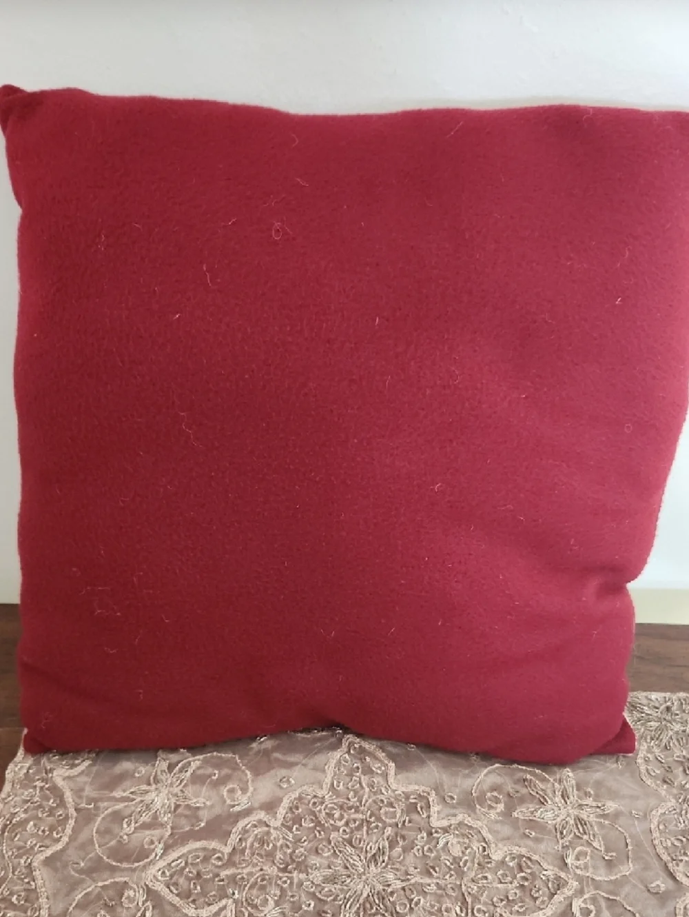 Holiday Snow Couple Decorative Pillow 14x14 - Red and Cream